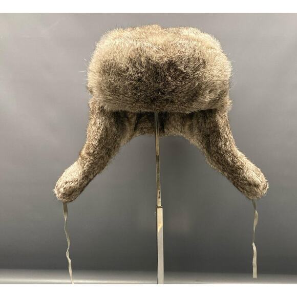 Vintage Baltman & Co Grey Rabbit Fur Trapper Flap Hat - Picture 1 of 6